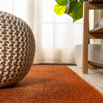 Haze Solid Low-pile Area Rug Orange